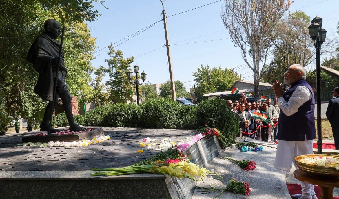 PM Modi pays tribute to Mahatma Gandhi in Bishkek ahead of SCO summit