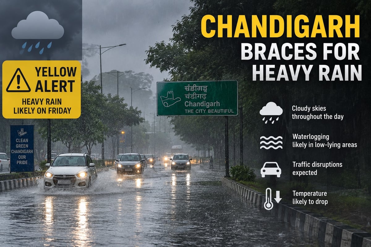 Chandigarh braces for heavy rain; yellow alert issued for Friday
