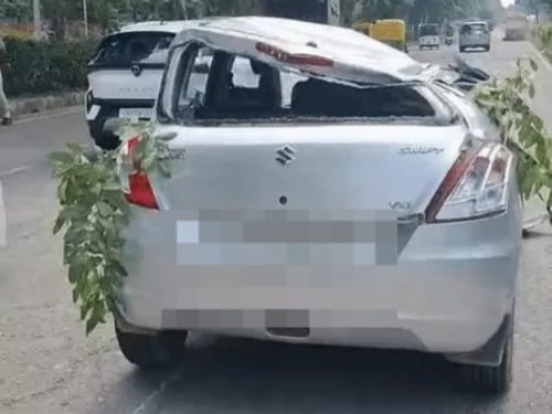 Swift Car overturns in Chandigarh while heading for driving test, youth injured