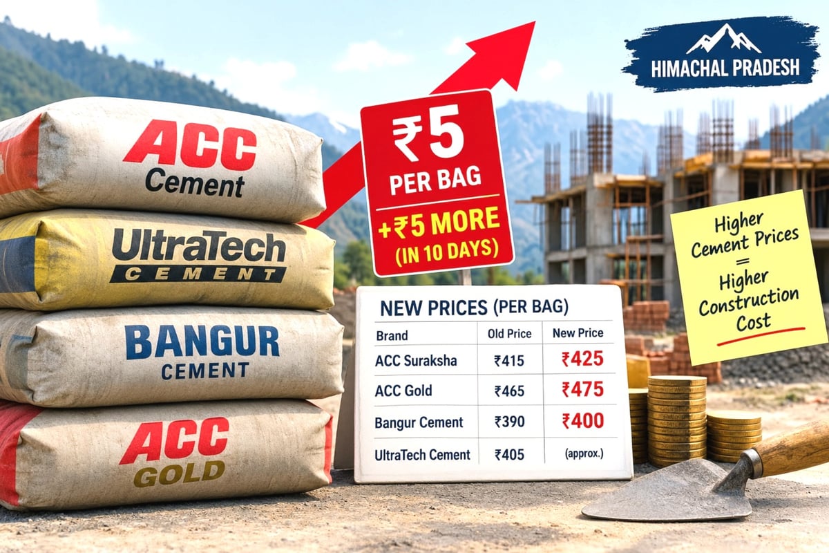 Cement prices rise again in Himachal Pradesh, up by ₹10 per bag in 10 days