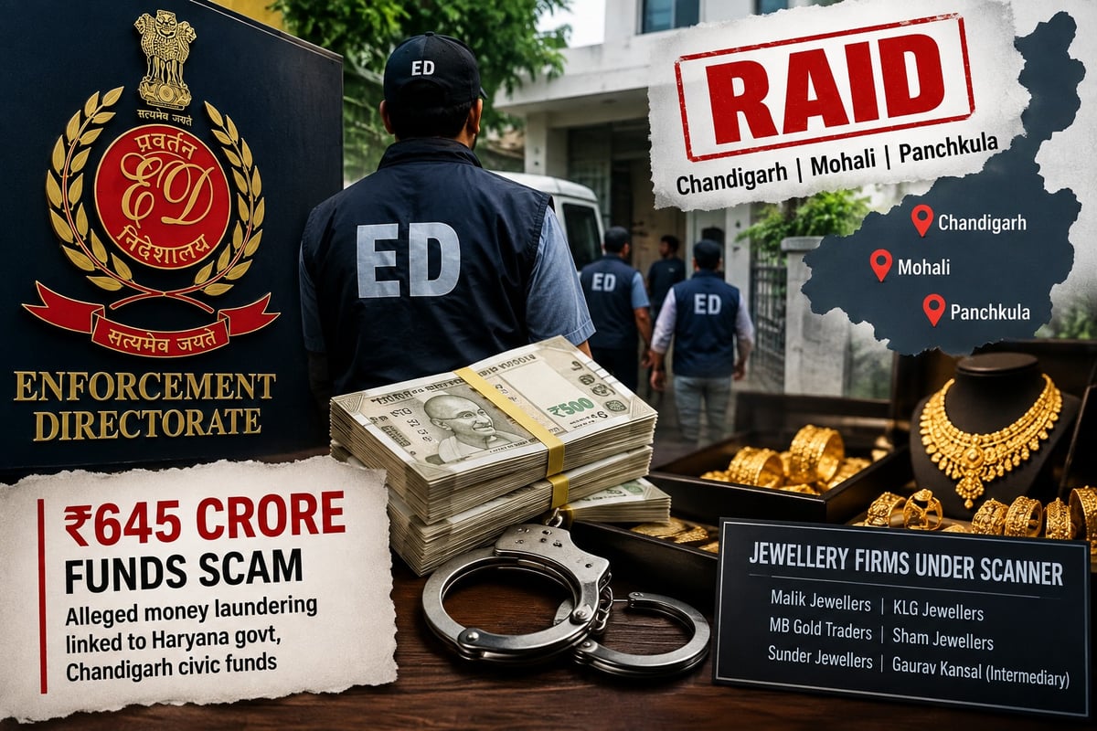 ED conducts searches at 14 locations in Chandigarh, Mohali, Panchkula over ₹645-crore funds scam