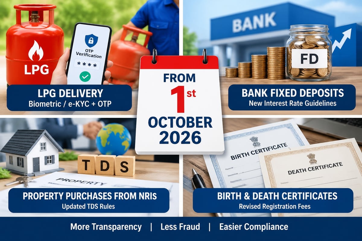 New rules from october 1: LPG, FD, TDS and Birth-Death certificates to see changes
