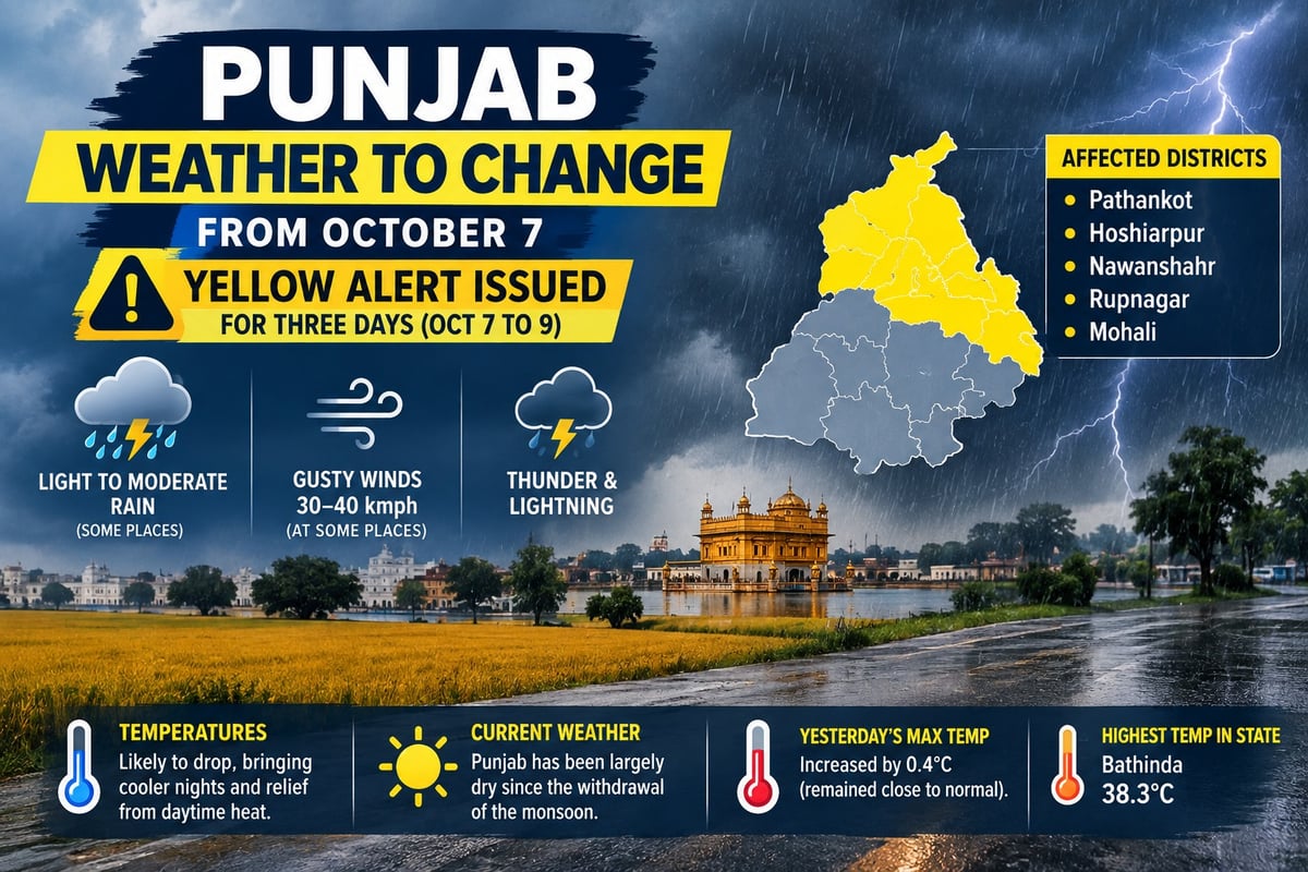 Punjab weather to change from October 7; Yellow alert issued for three days