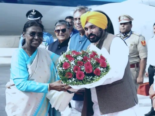 CM Bhagwant Mann welcomed President Murmu in Chandigarh before Bilaspur visit