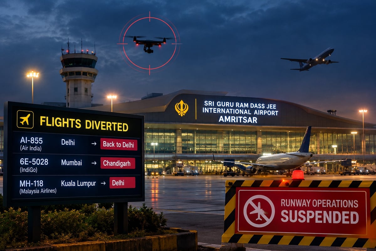 Suspected Drone sightings near Amritsar airport disrupt flight operations, three flights diverted