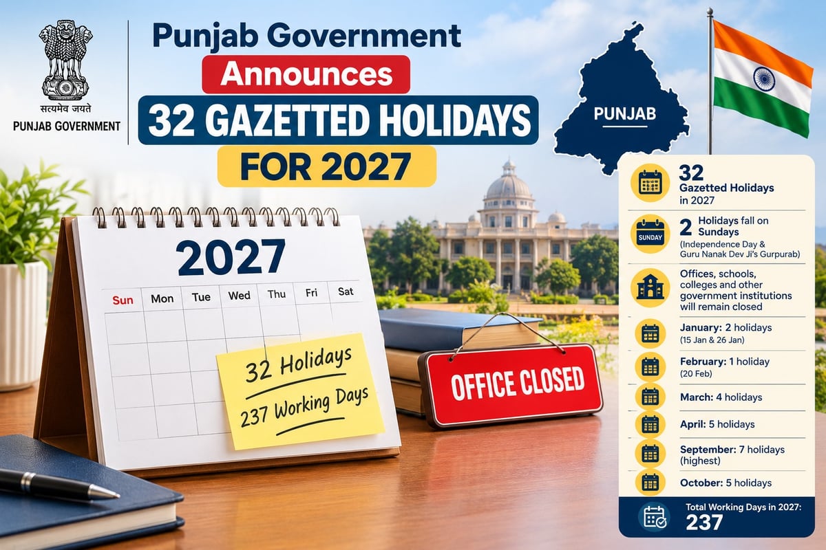 Punjab Government announces 32 holidays for 2027; Check full calendar