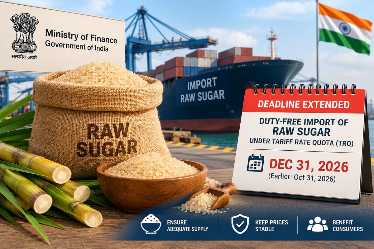 Centre extends duty-free raw sugar import deadline to December 31