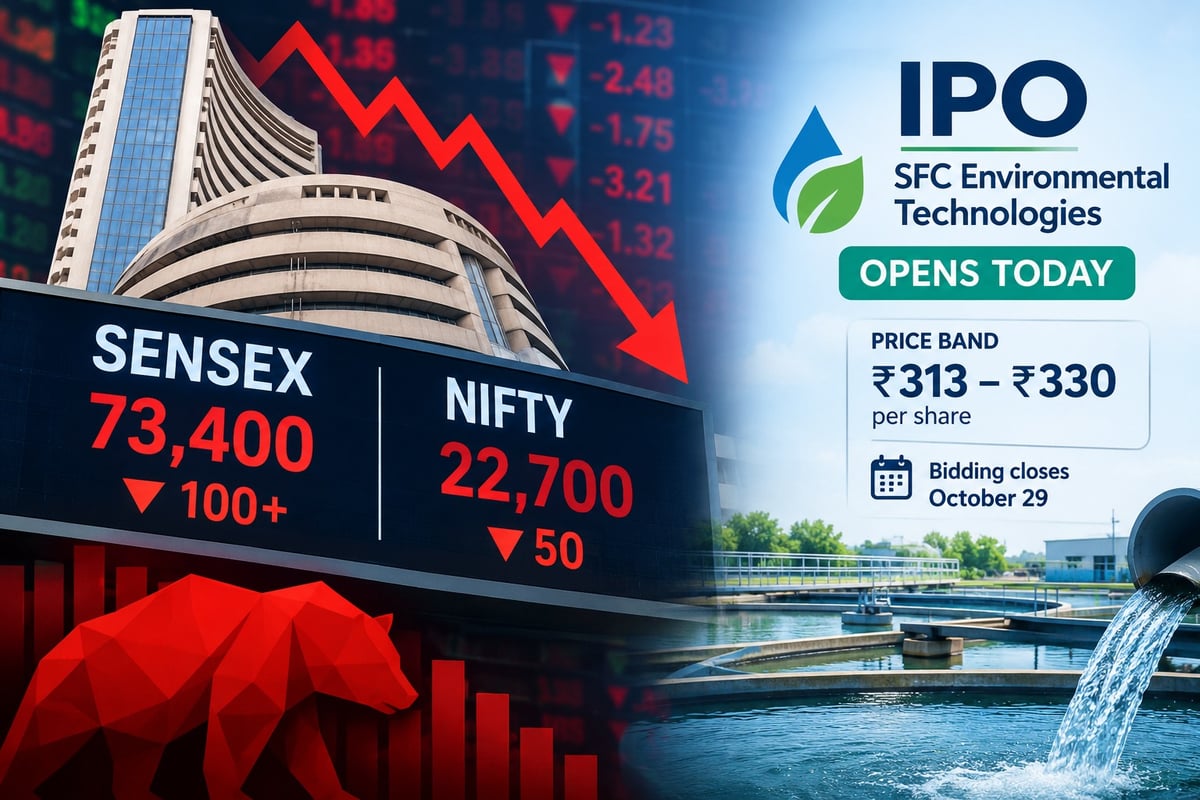 Sensex falls over 100 Points, Nifty slips 50 Points