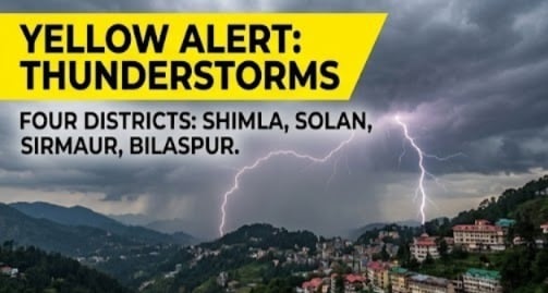 Yellow alert for thunderstorms in Four Himachal Districts; Temperatures plunge after rain and snowfall
